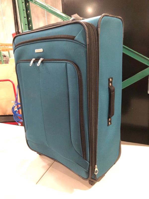 Photo 3 of American Tourister Pop Max Softside Luggage with Spinner Wheels, Teal, 3-Piece Set (21/25/29)