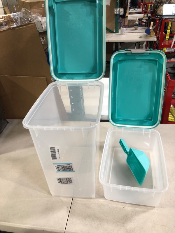 Photo 2 of **See Notes**Iris USA 3-Piece Airtight Pet Food Storage Container Combo Sea Foam Blue