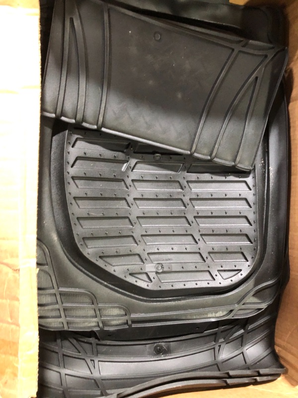 Photo 3 of Motor Trend Original FlexTough Black Rubber Car Floor Mats with Trunk Cargo Liner - All 