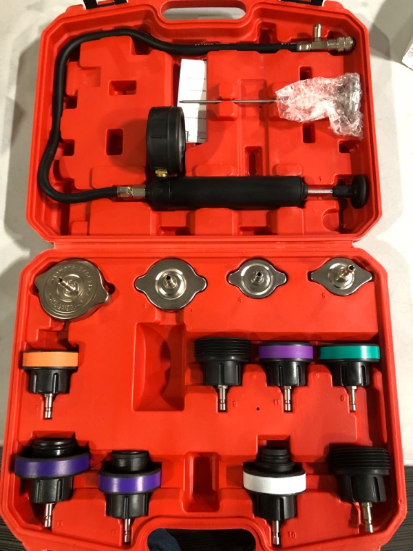 Photo 2 of Super Stars Coolant Pressure Tester Kit, Manual Pump Radiator Pressure Tester and Adapters Work on Cooling System 