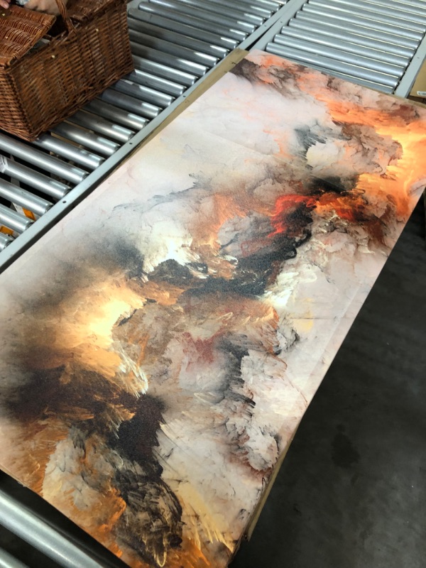 Photo 4 of ****DAMAGED SEE PHOTOS**** GUANMING Nordic Poster Orange White Smoke Texture Abstract Canvas Decor 61x180