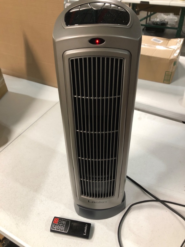 Photo 2 of Lasko 1500W Digital Ceramic Space Heater with Remote, 755320, Silver