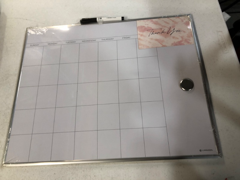 Photo 2 of U Brands Magnetic Monthly Calendar Dry Erase Board, 16 x 20 Inches Silver Frame