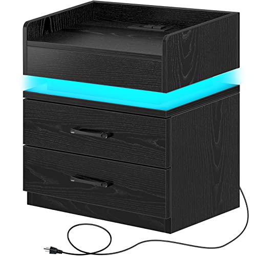 Photo 1 of (USED) Rolanstar Nightstand -Tool Free Quick Install, with Charging Station - BLACK 