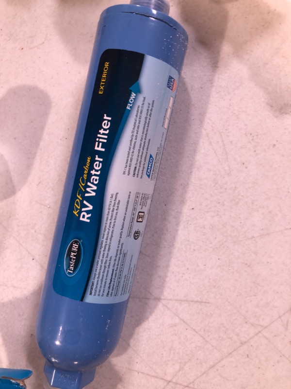 Photo 2 of Camco TastePURE Camper/RV Water Filter & Hose Protector | Inline Water Filter Reduces Bad Taste, Odor, Chlorine & Sediment | Ideal for RVs, Campers, Travel Trailers, Boats | Made in the USA | (40043)