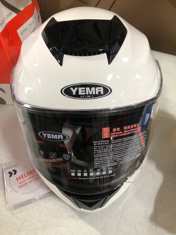 Photo 3 of Motorcycle Modular Full Face Helmet YEMA YM-926 Moped DOT Street Racing Crash Helmet White XX-Large