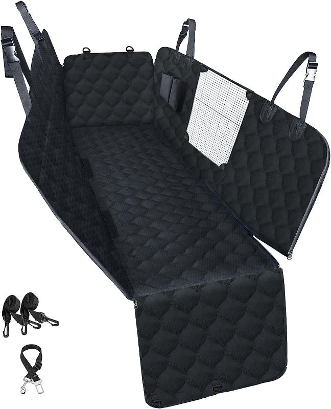 Photo 1 of **SEE NOTES**
PETICON Dog Car Seat Cover for Back Seat, 100% Waterproof Dog Seat Cover for Cars with Mesh Window, Scratchproof Back Seat Cover for Dogs, Nonslip Dog Hammock for Cars, Trucks, SUVs, Jeeps, Black
