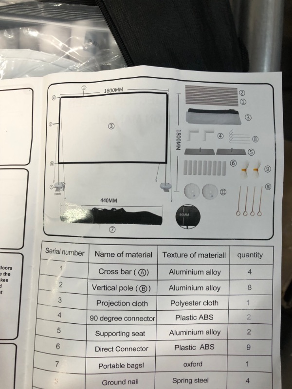 Photo 3 of Projector Screen with Stand, 80 inch Outdoor Movie Screen with Quadrupod,