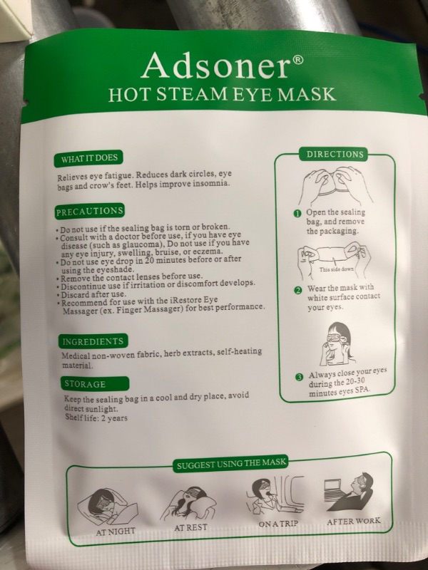 Photo 3 of Adsoner Steam Eye Mask, 15 Packs Hot Steam Eye SPA Mask