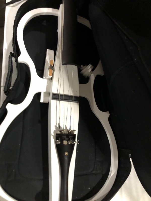 Photo 1 of **BROKEN**PARTS ONLY** Cecilio 4/4 CECO-1WH Pearl White Electric Cello with Ebony Fittings in Style 1 (Full Size)