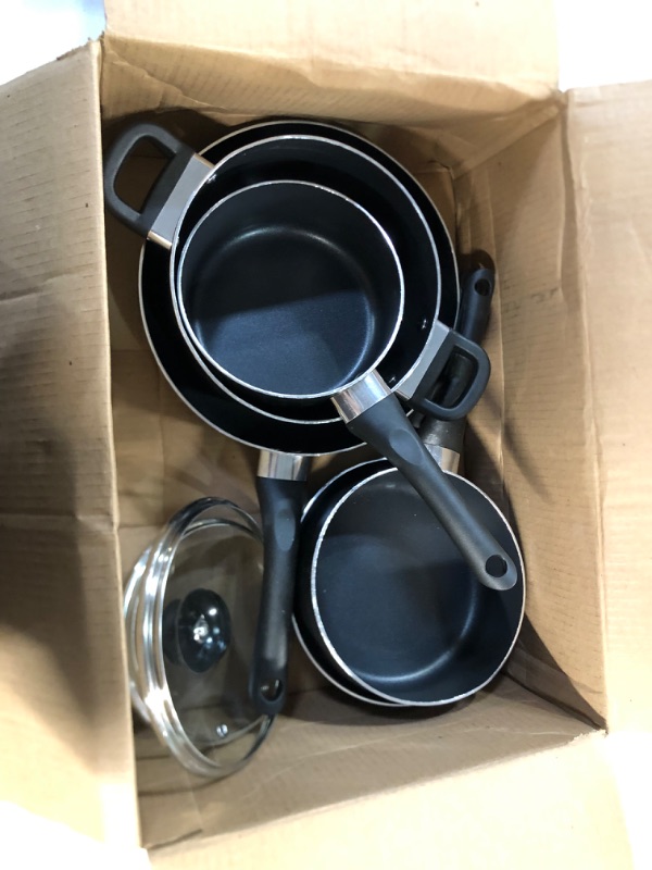 Photo 2 of Amazon Basics Non-Stick Cookware Set, Pots and Pans - 8-Piece Set 8-Piece Set Cookware Set