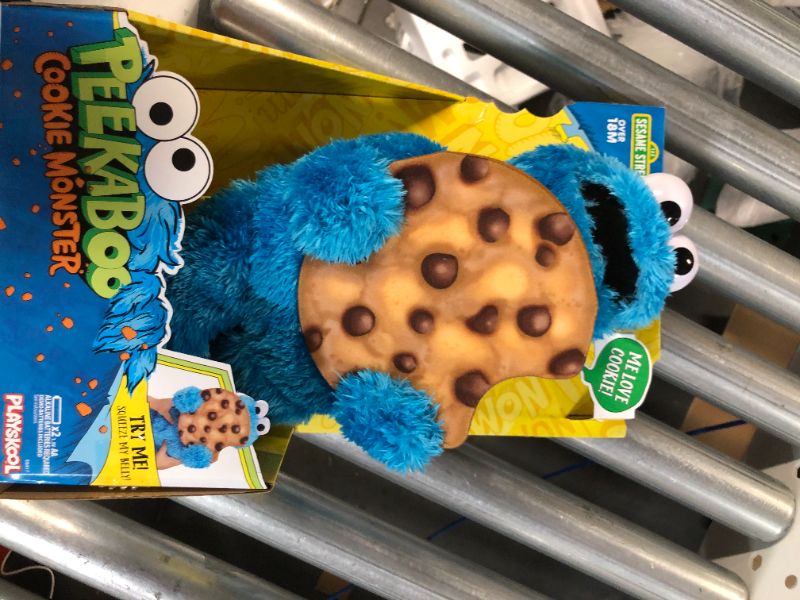 Photo 2 of Sesame Street Peekaboo Cookie Monster Talking 13-Inch Plush Toy for Toddlers, Kids 18 Months & Up, Blue