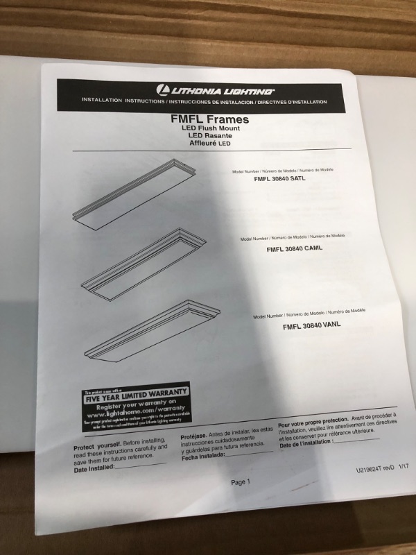 Photo 4 of [damage]Lithonia Lighting FMFL 30840 CAML OA 4-Foot LED Cambridge Linear Flush Mount