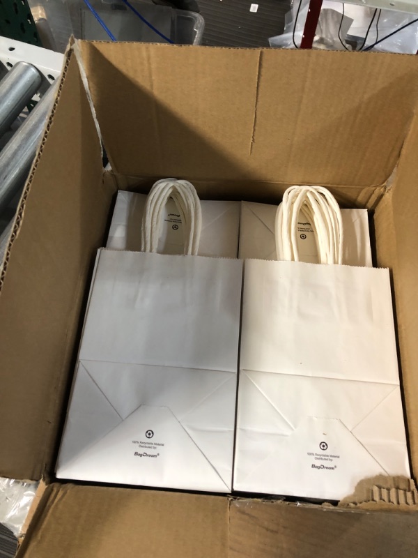 Photo 2 of *SEE NOTES BagDream Gift Paper Bags 100Pcs 5.25x3.75x8 Inches Small Paper Gift Bags with Handles Bulk Party Favor Bags Shopping Bags Kraft Gift Bags Recyclable White Gift Paper Bags Takeouts Business