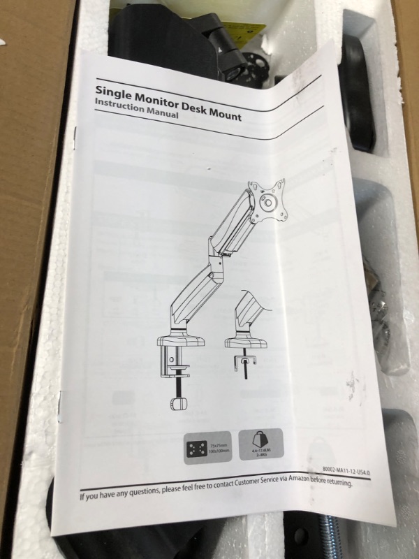 Photo 3 of *SEE NOTES MOUNTUP Single Monitor Desk Mount, Adjustable Gas Spring Monitor Arm Support Max 32 Inch, 4.4-17.6lbs Screen, Computer Monitor Stand Holder with Clamp/Grommet Mounting Base, VESA Mount Bracket, MU0004 Black