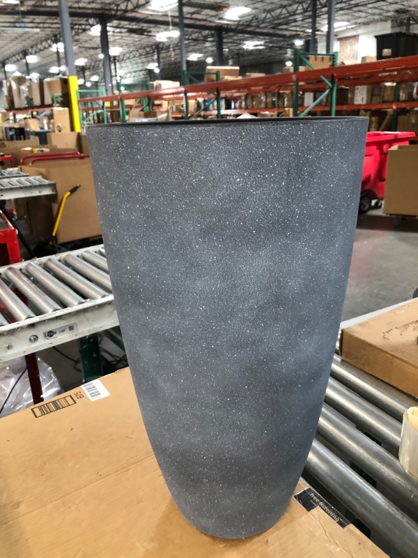 Photo 1 of  LA JOLIE MUSE Large Outdoor Tall Planter - 20 Inch Tree Planter, Plant Pot Flower Pot Containers Honeycomb Pattern, Stone 1 Pack Grey