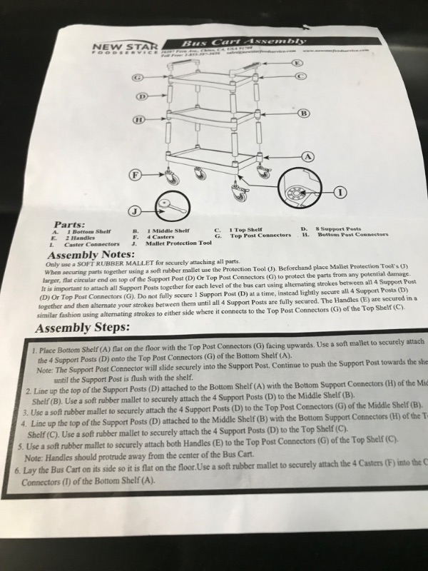 Photo 3 of New Star Foodservice 54538 250-Pound Plastic 3-Tier Utility Bus Cart 