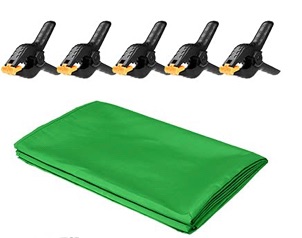 Photo 1 of JEBUTU 5X6.5ft Green Screen Backdrop & 5 Spring Clamps for Zoom, Video, Streaming