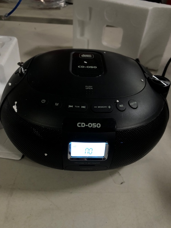 Photo 2 of CD Player Portable Boombox with Bluetooth 5.0/TF Port/USB Drive, AM/FM Stereo Radio, Remote Control, AC/Battery Operated, LCD Display, Great Speaker, Headphone Jack, for Home or Outdoor