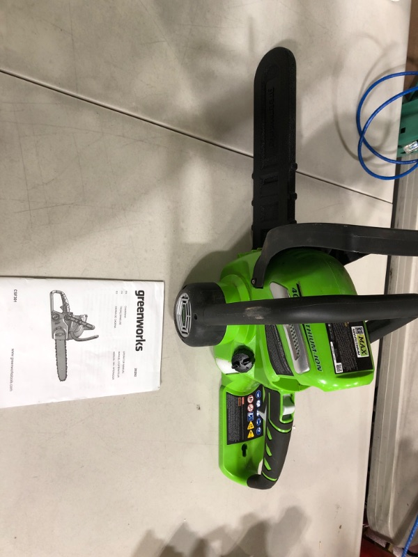 Photo 2 of **PARTS ONLY Item is missing battery**
Greenworks 20292 40-Volt Cordless Chainsaw, 12"