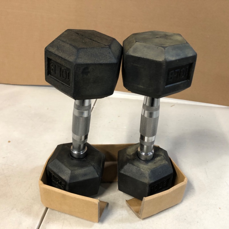 Photo 2 of Balancefrom Rubber Encased Hex Dumbbell in Pairs 10 lbs, pair