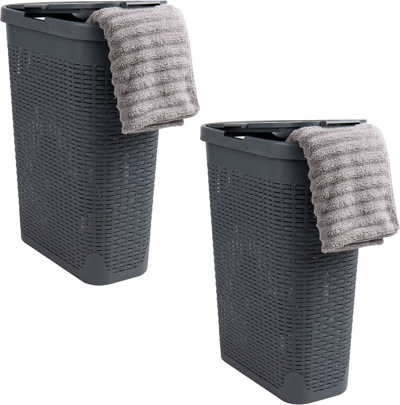 Photo 1 of (Two Pack) Mind Reader 40 Liter Slim Laundry Baskets.