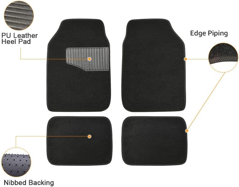 Photo 1 of [See Nortes] Amazon Basics Universal Fit All-Weather Heavy-Duty Carpet Floor Mats Cars - 4-Piece, Black
