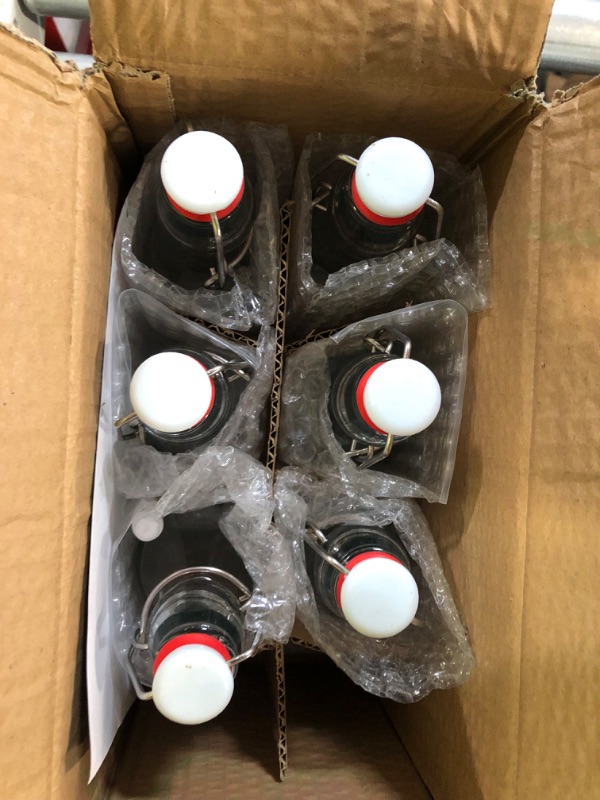 Photo 3 of [ 8 Pack ] Swing Top Glass Bottles - 8.5 oz Flip Top Beer Brewing Bottles for 2nd Fermentation, Kombucha, Kefir, Vanilla Extract, Coquito, Liquor, Juice, Tea - Airtight Cap Lids, Bonus 2 Bottle Pourer