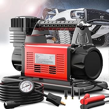 Photo 1 of Gobege 12V Air Compressor, 6.35CFM 180LMP Heavy Duty Tires Inflator, Portable Air Compressor for Truck Tires Max 150PSI, Stronger Cylinder Offroad Air Pump for 4x4 Suv Vehicle Rv
