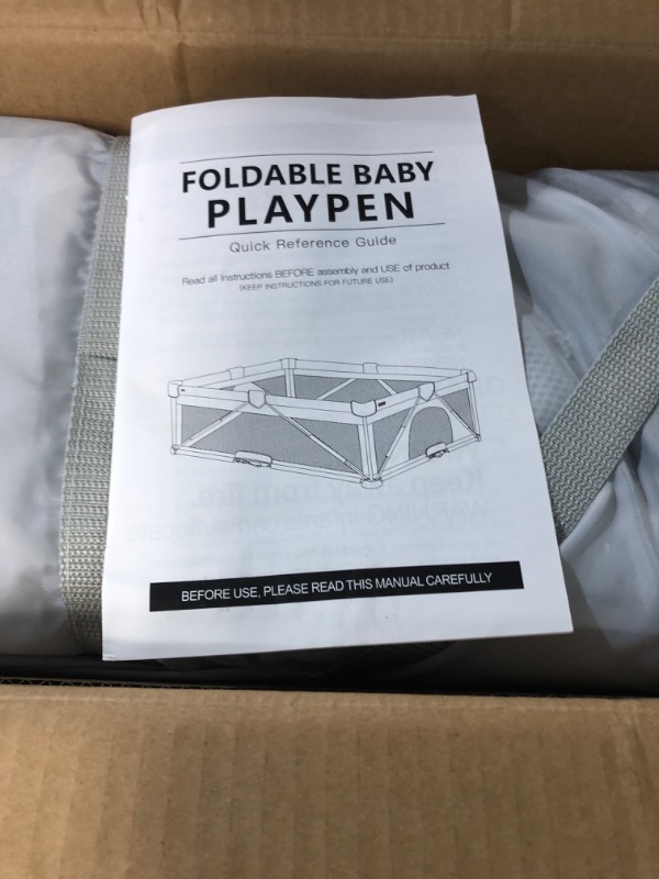 Photo 2 of Baby Playpen Foldable, Heyo.Ja Large Play Yard, Playpen 47x63in Grey