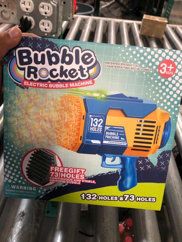 Photo 1 of Bubble Machine Gun, Bubbles Gun for Kid and Adults, 132 Hole Bubble Blower with Lights and 10 Packs Bubble 