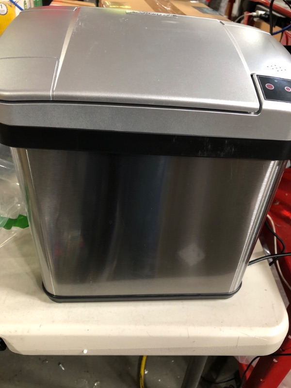 Photo 2 of **USED** MISSING CORD** DENT IN THE BACK** Touchless Sensor Garbage Can Kitchen Wastebasket, 2.5 Gallon