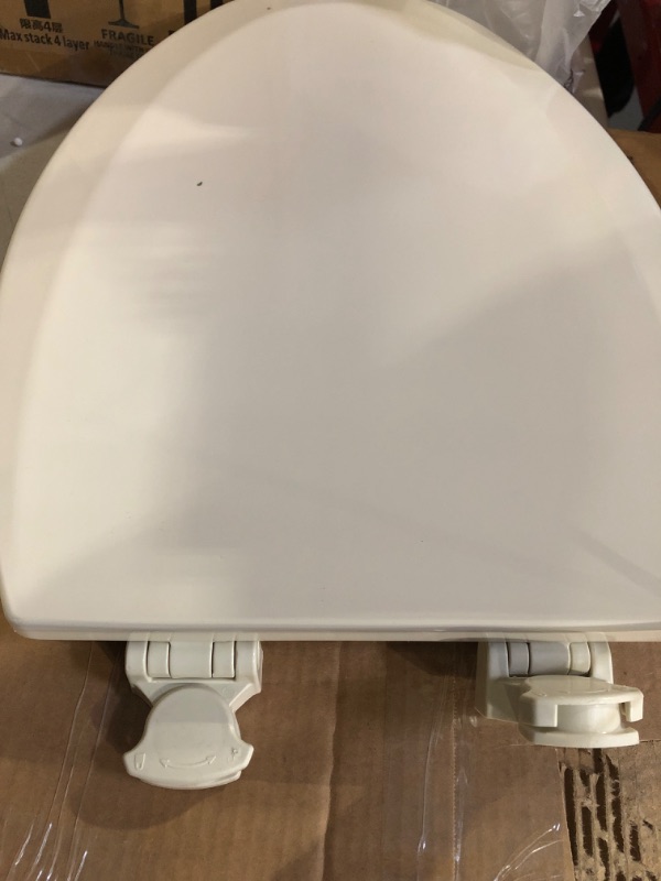 Photo 2 of  Toilet Seat with Easy Clean & Change Hinges, Elongated, Durable Enameled Wood