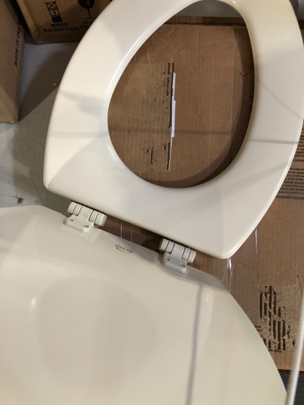 Photo 3 of  Toilet Seat with Easy Clean & Change Hinges, Elongated, Durable Enameled Wood