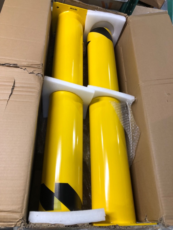 Photo 2 of VEVOR Safety Bollard, 36 Inch Height Bollard Post, 5.5 Inch Diameter Steel Pipe Safety Bollard Post, Yellow Steel Bollard, 36’’Hx5.5''D