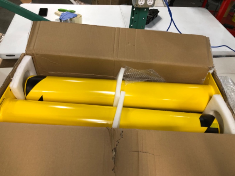 Photo 4 of VEVOR Safety Bollard, 36 Inch Height Bollard Post, 5.5 Inch Diameter Steel Pipe Safety Bollard Post, Yellow Steel Bollard, 36’’Hx5.5''D