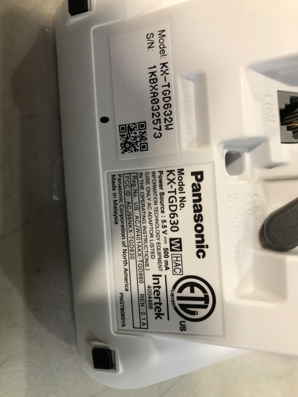Photo 1 of Panasonic DECT 6.0 Expandable Cordless Phone with Answering Machine and Smart Call Block - 2 Cordless Handsets - KX-TGD632W (White/Silver) 2 Handsets