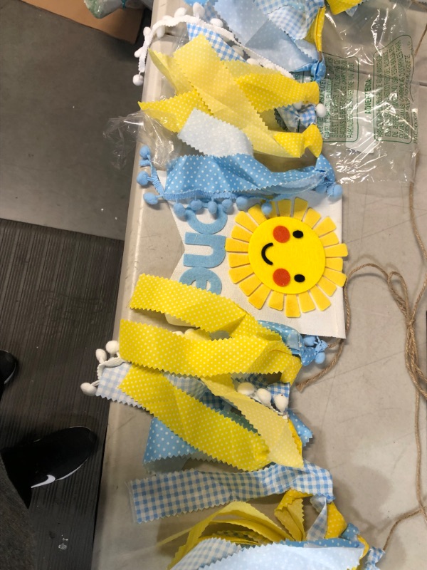 Photo 2 of Baby's Sunshine banner for 1st birthday - You Are My Sunshine High Chair Banner(Blue Yellow) 