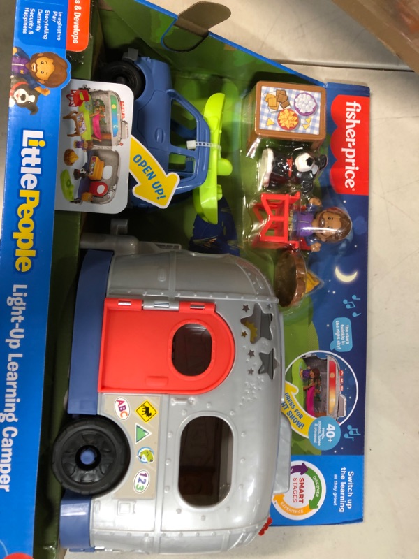 Photo 2 of Fisher-Price Little People Light-Up Learning Camper, 2-in-1 Vehicle and Interactive playset with Lights, Music and Educational Songs for Ages 1 to 5