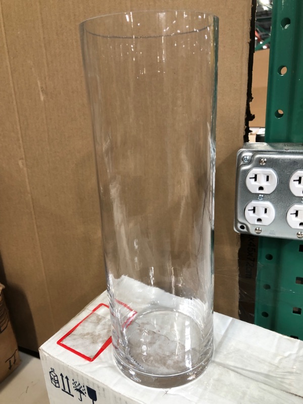 Photo 2 of Ahhute Tall Cylinder Glass Flower Vases - 12 Inches Clear, 1 pack 4x12in