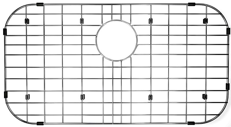 Photo 1 of Alonsoo 26" x 14" Kitchen Sink Grid and Sink Protectors, Stainless Steel Sink Grids for Bottom of Kitchen Sink Rear Drain with Corner Radius, Stainless Steel 26" x 14", Corner 3-1/2",Rear Drain