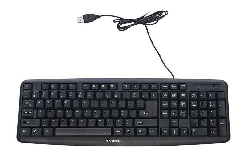 Photo 1 of Verbatim Slimline Full Size Wired Keyboard USB Plug-and-Play Compatible with PC