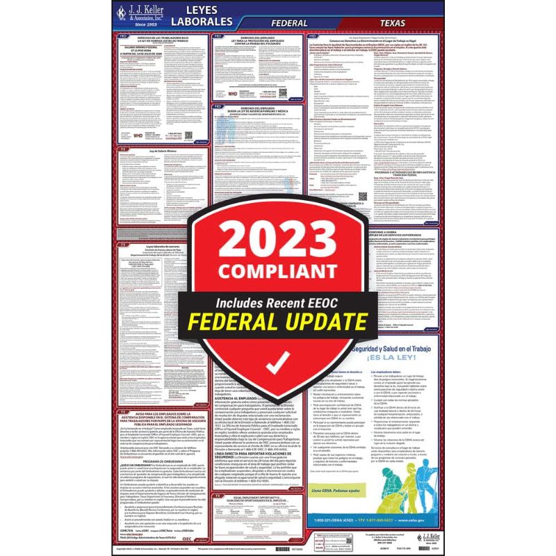 Photo 1 of 2023 Texas State and Federal Labor Law Poster with Workers' Comp