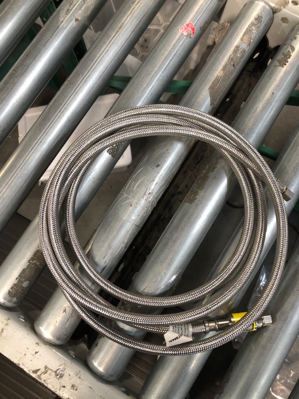 Photo 2 of EASTMAN 10-ft 1/4-in Compression Inlet x 1/4-in Compression Outlet Braided Stainless Steel Ice Maker Connector