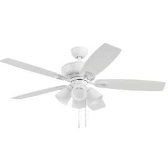 Photo 1 of Harbor Breeze Notus 52-in White LED Indoor Downrod or Flush Mount Ceiling Fan with Light (5-Blade)