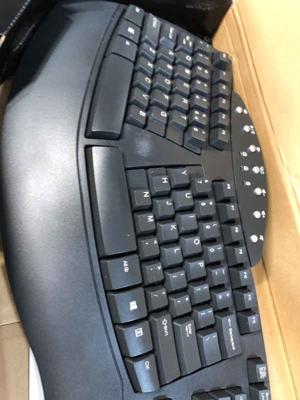 Photo 1 of Perixx Periboard-612 Wireless Ergonomic Split Keyboard with Dual Mode 2.4G and Bluetooth Feature, Compatible with Windows 10 and Mac OS X System, Black, US English Layout, (11354) Wireless Black Keyboard
