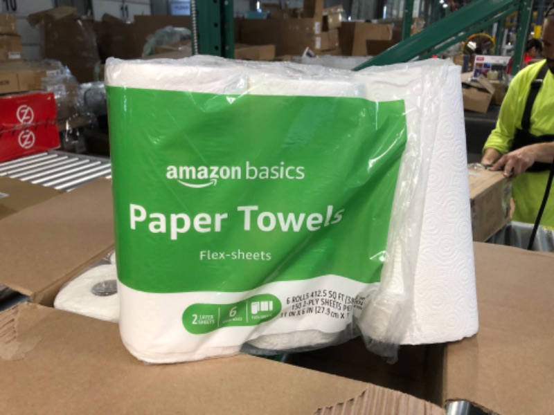 Photo 2 of Amazon Basics 2-Ply Paper Towels, Flex-Sheets, 150 Sheets per Roll, 12 Rolls (2 Packs of 6), White