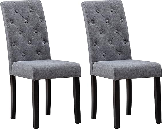 Photo 3 of 2 PACK grey Restworld Linen Fabric Dining Chair 