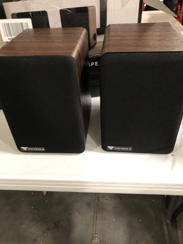 Photo 2 of Victrola Premiere M1 Powered Bookshelf Monitor Speakers (Pair) & 'The Kit' - A Vinyl Record Cleaning Kit, Doubles as a Record Stand, Includes Anti-Static Brush Speakers + Cleaning Kit