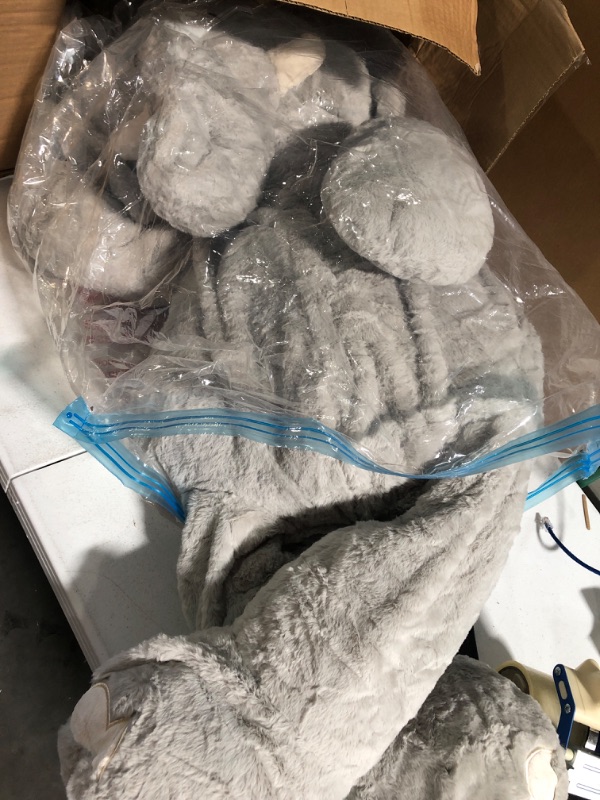 Photo 2 of Animal Adventure - Sqoosh2Poof - Jumbo Plush Character Compressed Inside Small Box - 54" Elephant , Gray